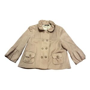 Anthropologie Hazel Tan Double Breasted Cropped Pea Coat Fully Lined